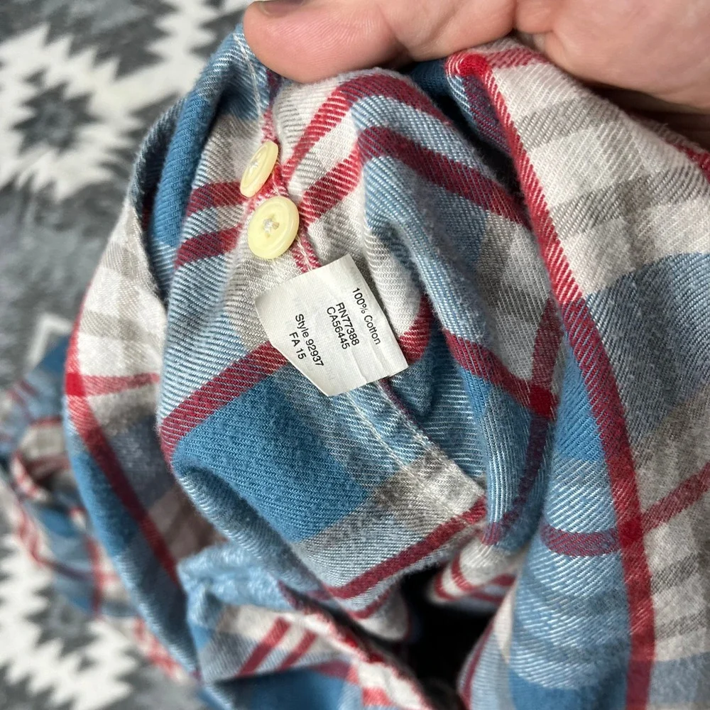 J Crew Flannel Slim Fit Plaid Shirt Blue Red XL Mens Long Sleeve 92937 FA15